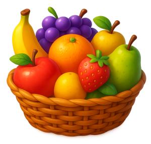 Download this vibrant fruit basket presentation clipart to symbolize abundance and prosperity in your slides.Title: Colorful Fruit Basket