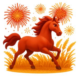 Download this energetic horse presentation clipart to bring excitement to your New Year&#039;s Eve slides.