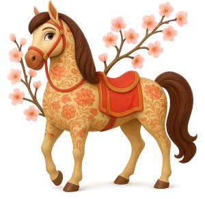 Download this elegant horse presentation clipart surrounded by cherry blossoms to add a touch of beauty to your slides.