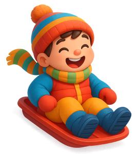 Download this cheerful child sledding clipart for fun winter presentations. Perfect for seasonal themes in Presentation Clipart.
