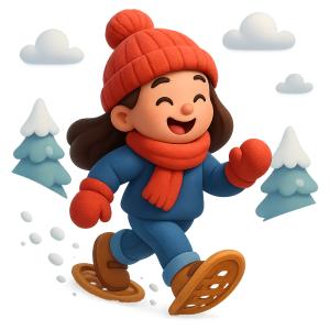 Download this cheerful girl snowshoeing presentation clipart for winter-themed designs in your presentations.