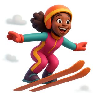 Download this excited female ski jumper clipart for engaging presentation design.