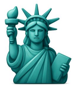 Download this 3D cartoon Statue of Liberty clipart for creative presentation design.