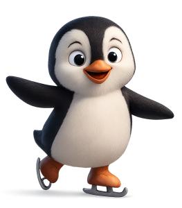 Download this penguin on ice skates clipart for fun winter-themed presentation design.