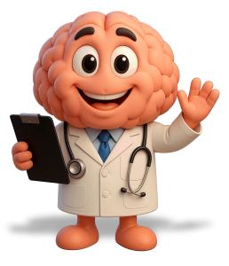 Download this cartoon brain character for engaging presentations on brain health using Presentation Clipart.
