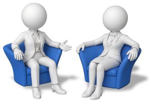 Download this women talk show interview clipart for engaging presentation design.