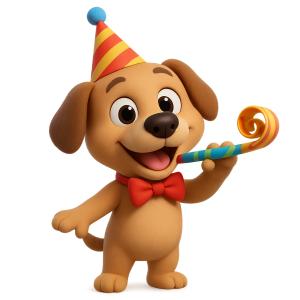 Download this cheerful cartoon dog celebrating a party for your Presentation Clipart needs to enhance you presentatioin with a festive design.
