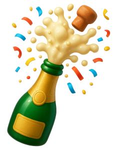 Download this vibrant champagne bottle clipart for festive presentation design, perfect for celebrations and New Year&#039;s Eve.