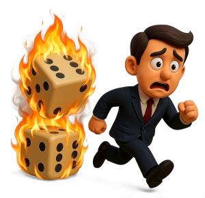 Download this comical character clipart to illustrate risk-taking themes in your presentation design.