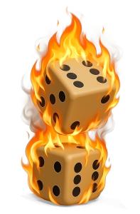 Download this fiery dice clipart for exciting presentation design, emphasizing themes of gambling and luck in your visuals.