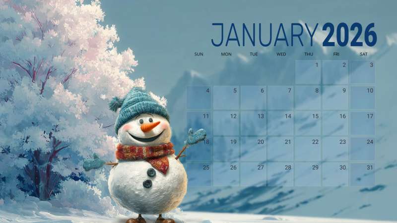 This Presentation Clipart shows a preview of Winter Calendar Template