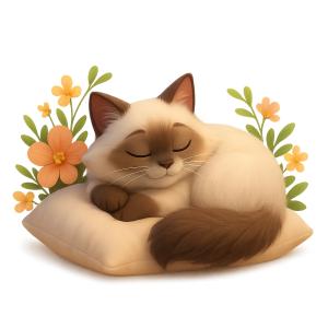 Download this Ragdoll cat resting on a pillow for your Presentation Clipart needs, perfect for enhancing pet-themed designs.