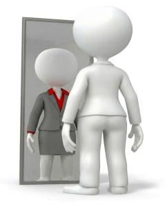 Download this woman looking in mirror success clipart for impactful presentation design.