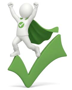 Download this superhero checkmark clipart for presentation design to symbolize success and achievement.Title: superhero checkmark completion clipart
