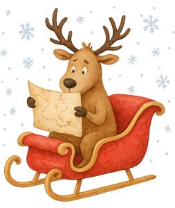 Download this reindeer with map clipart for festive presentation design that adds a whimsical touch to your holiday themes.