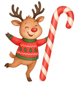 Download this whimsical reindeer dancing clipart for festive presentation design in your holiday-themed projects.