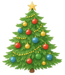 Download this colorful Christmas tree clipart for festive presentation design in your holiday-themed slides.