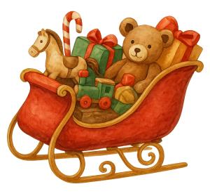 Download this nostalgic sleigh overflowing with holiday gifts for your festive Presentation Clipart designs.