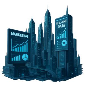 Download this futuristic city marketing clipart for impactful presentation design.t