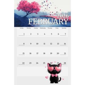 Download this February calendar design featuring a cute cat for your presentation design needs.
