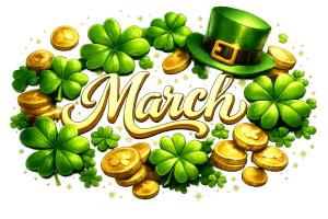 Download this March headline clipart for St. Patrick's Day to enhance your presentation design with festive visuals.