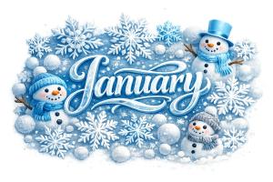 Download this January snowman clipart for winter-themed presentation design.