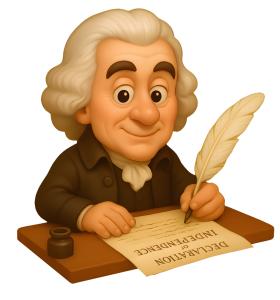 Download this Thomas Jefferson writing clipart for engaging presentation design about the Declaration of Independence.