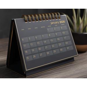 Customize this elegant executive desk calendar for effective presentation design.