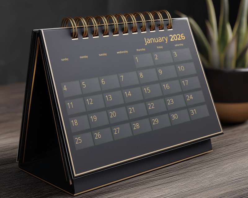 This Presentation Clipart shows a preview of Executive Desk Calendar