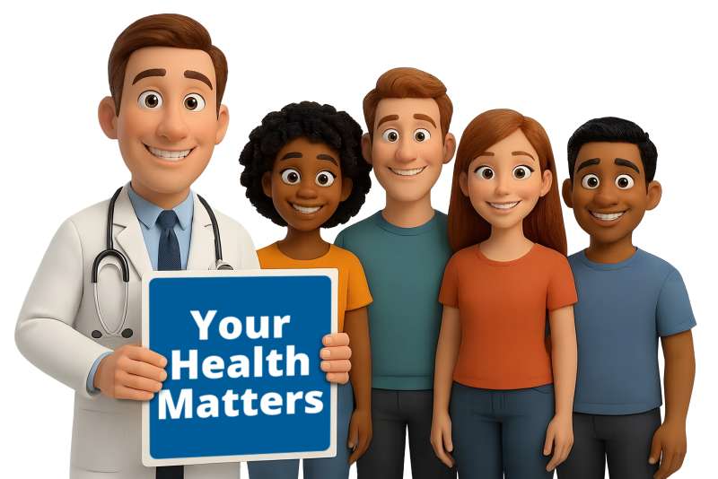 This Presentation Clipart shows a preview of Doctor with Patients Clipart - Customizable