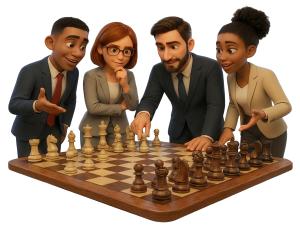Download this Business Professionals Chess Game Presentation Clipart to enhance teamwork and strategy themes in your presentation design.