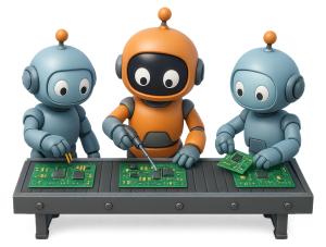 Download this Robots Assembling Electronics Presentation Clipart to enhance your technology-themed presentation design.