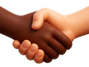 Download this hands shaking clipart for your presentation design to symbolize unity and friendship effectively.Title: diverse hands shaking unity