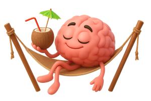 Download this laid-back brain character clipart for engaging presentation design.