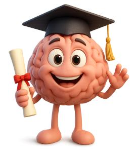 Download this proud brain graduation clipart for educational presentations to celebrate academic achievements.