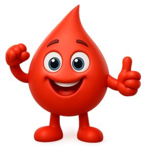 Download this playful blood donation mascot for engaging presentation design in health awareness.