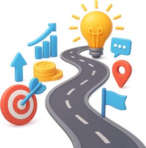 Download this roadmap business strategy clipart for effective presentation design.