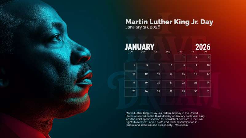 This Presentation Clipart shows a preview of Martin Luther King Jr January Calendar