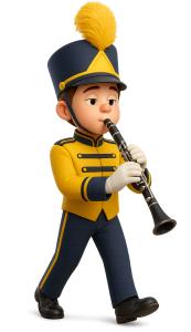 Download this clarinet player clipart for engaging presentation design in music education and performance themes.