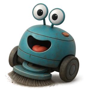 Download this playful robot vacuum clipart for engaging presentation design that highlights home automation themes.