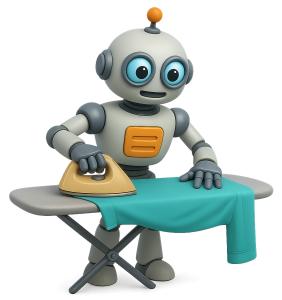 Download this dancing robot ironing clipart for fun presentation design.