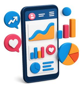 Download this colorful social media dashboard clipart for engaging presentation design.Title: colorful social media dashboard clipart