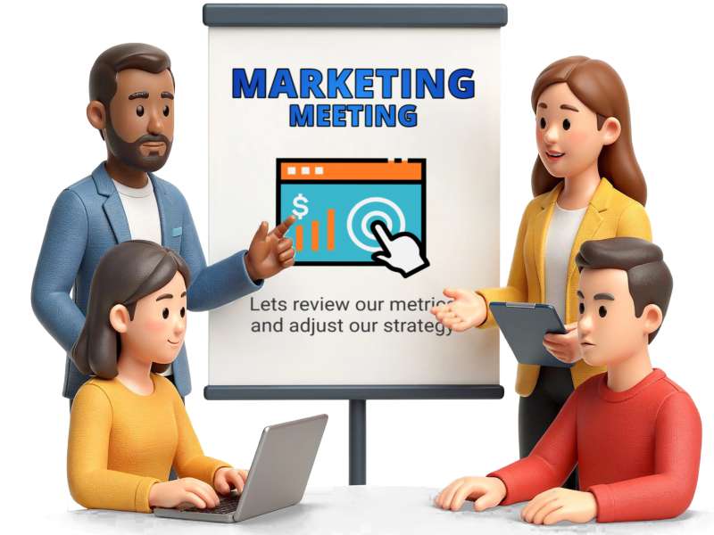 This Presentation Clipart shows a preview of marketing team collaboration Meeting - Customizable