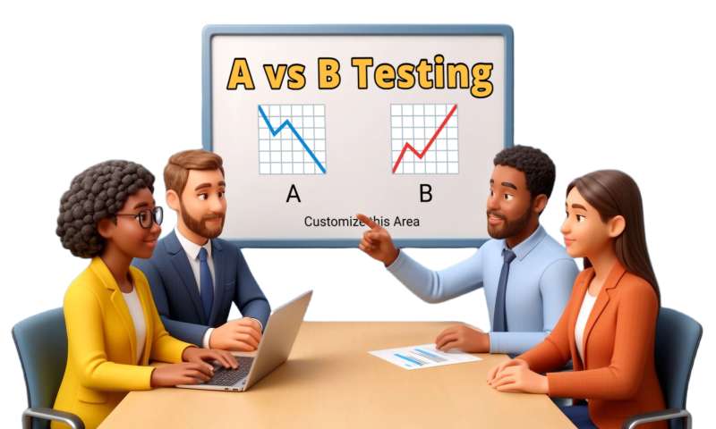 This Presentation Clipart shows a preview of A B Testing Meeting Clipart
