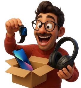 Download this Presentation Clipart to enhance your tech-themed presentation design with an engaging unboxing visual.