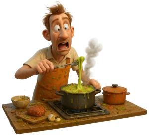 Download this Funny Cooking Show Clipart for engaging presentation design that adds humor to culinary themes.