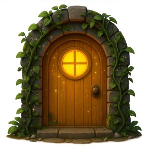Download this Presentation Clipart to enhance your design with a whimsical door, perfect for storytelling and creative themes.
