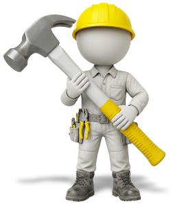 Download this Presentation Clipart to enhance your construction-themed presentation design with a carpenter character and tools.