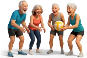 Download this Presentation Clipart to enhance your presentation design with lively imagery of seniors playing beach volleyball.