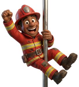 Download this Presentation Clipart of a fireman sliding down a pole to enhance your presentation design with engaging visuals.